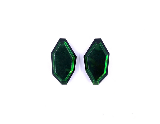Vintage Large Green Diamond Shaped Clip-On Earring - The Kit Vintage