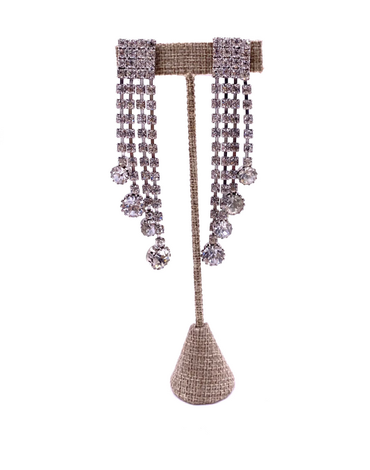 Vintage Rhinestone 4 Strand Drop Earring - The Kit Vintage