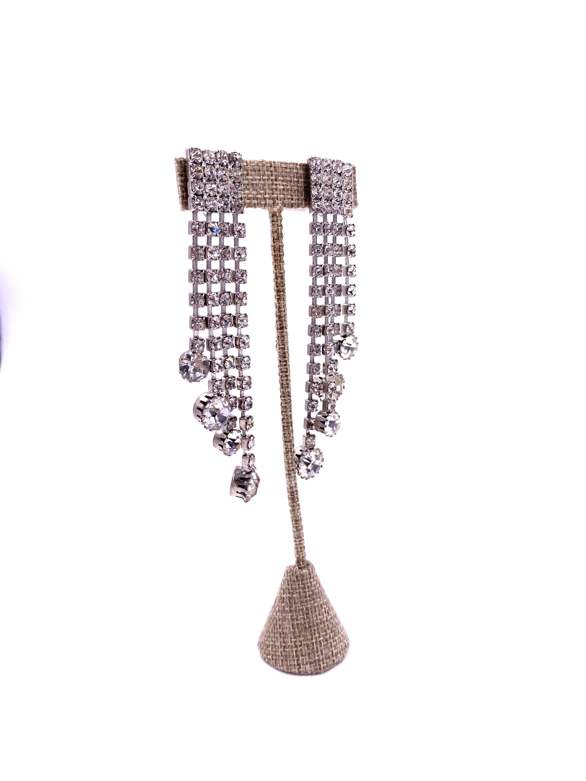 Vintage Rhinestone 4 Strand Drop Earring - The Kit Vintage