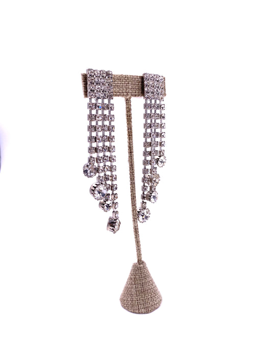 Vintage Rhinestone 4 Strand Drop Earring - The Kit Vintage