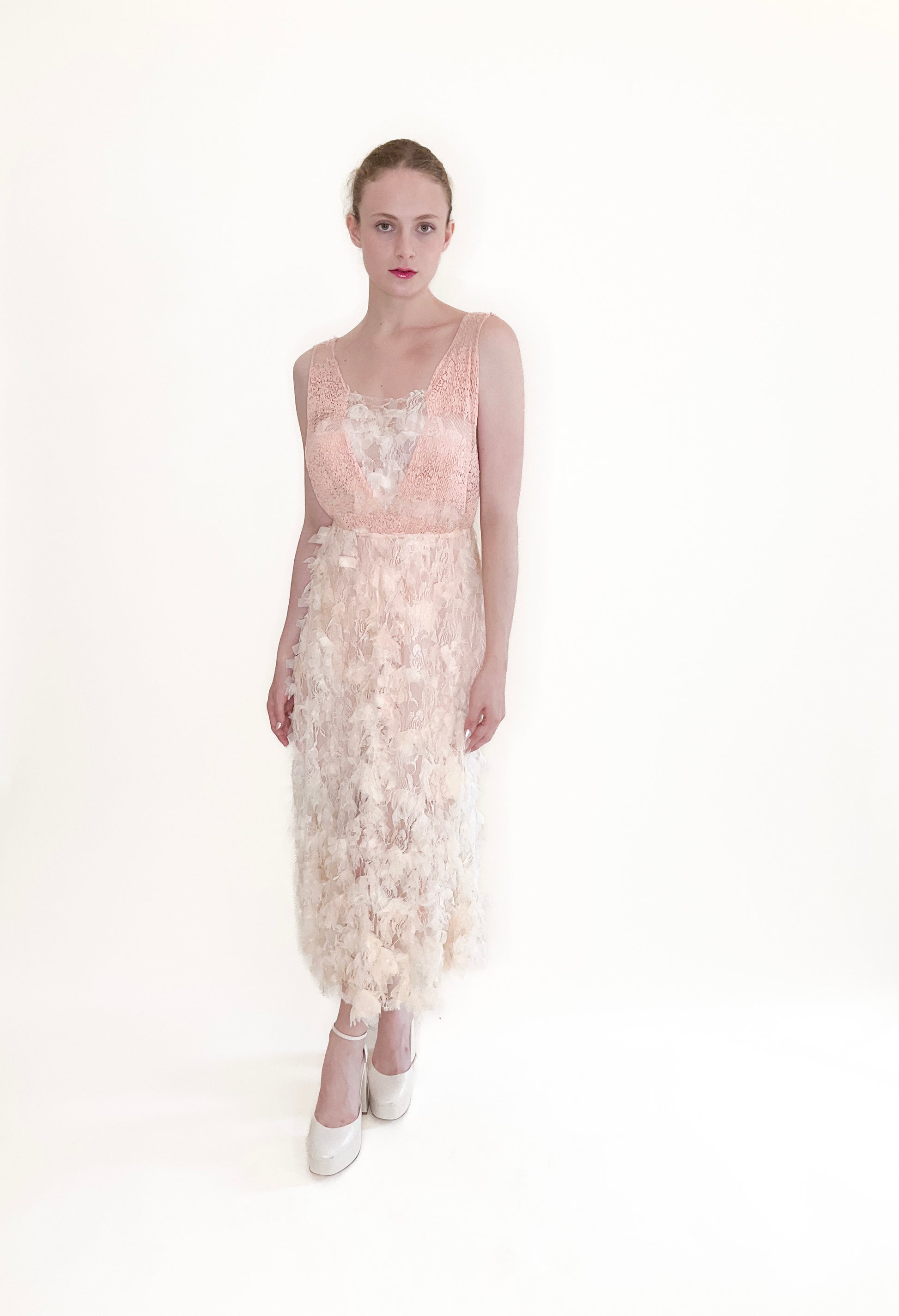 Pink French Knit & Lace Dress - The Kit Vintage