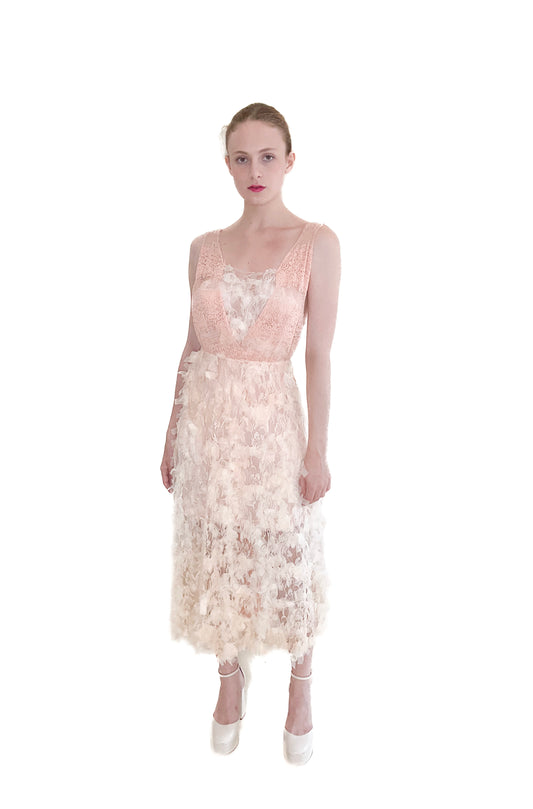 Pink French Knit & Lace Dress - The Kit Vintage