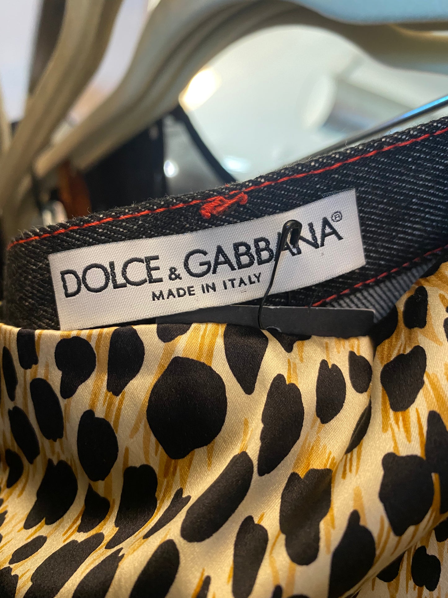 Dolce & Gabbana Leopard Print & Denim Pencil Skirt - The Kit Vintage