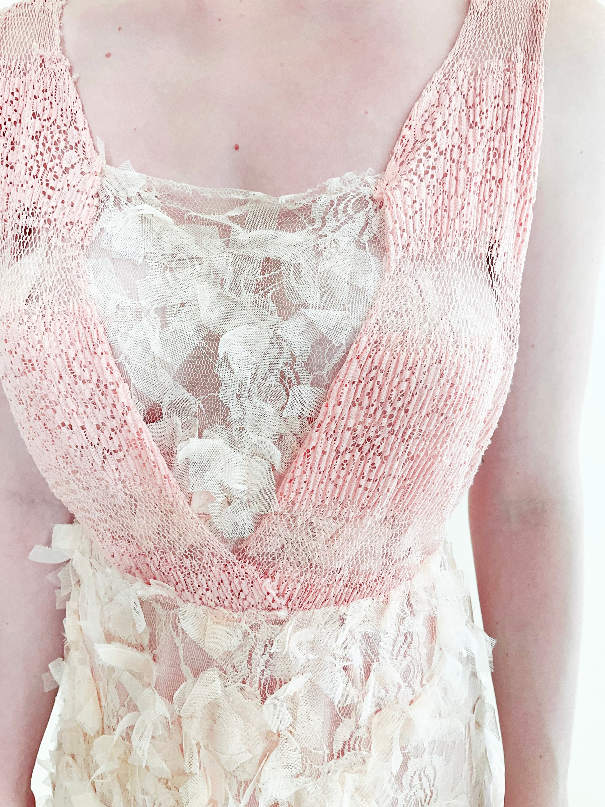 Pink French Knit & Lace Dress - The Kit Vintage