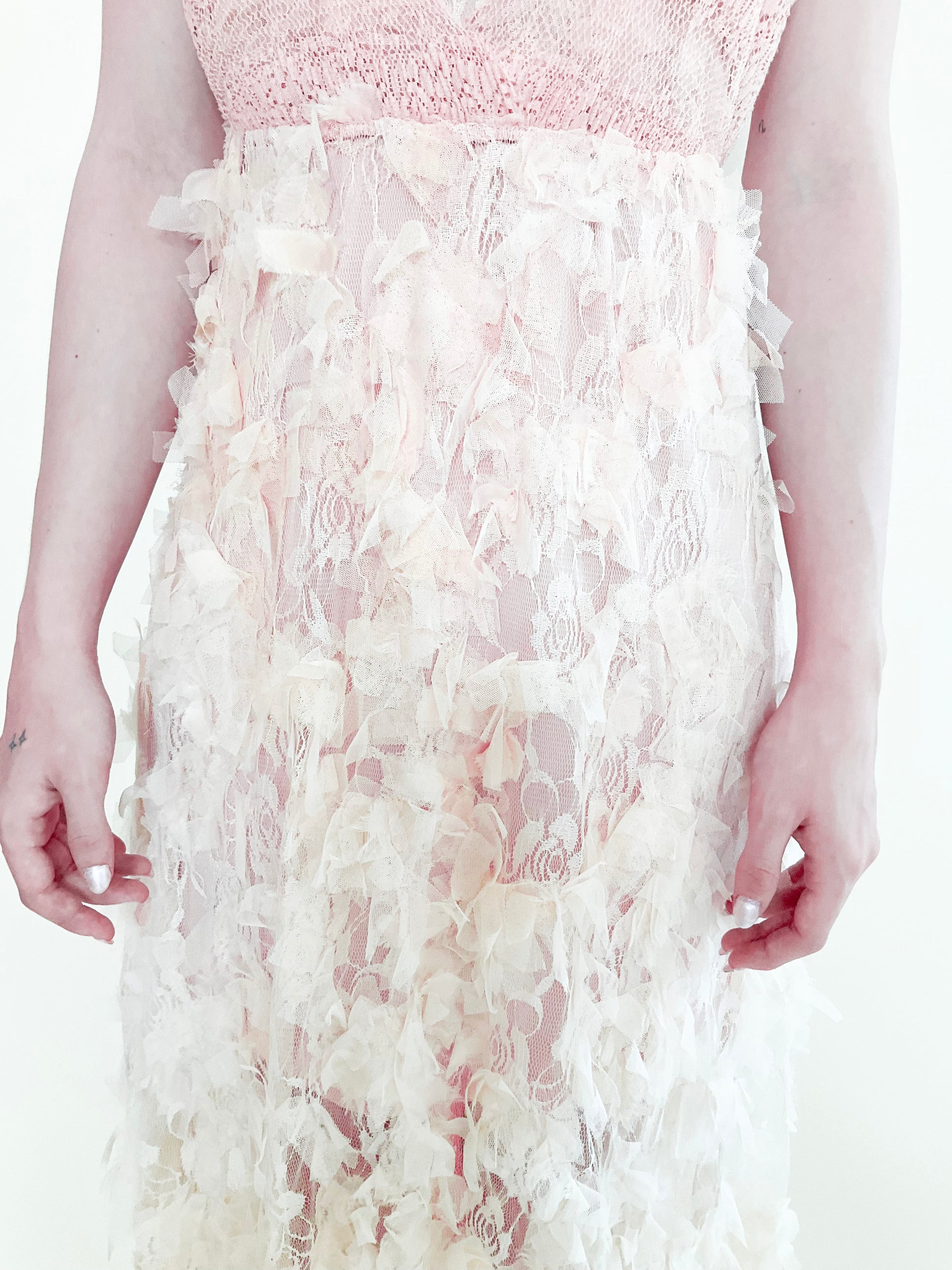 Pink French Knit & Lace Dress - The Kit Vintage