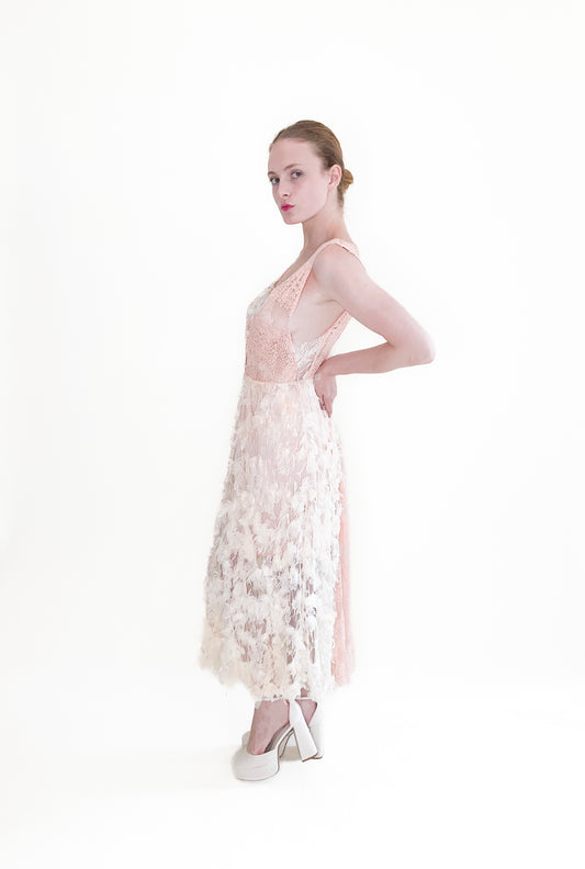 Pink French Knit & Lace Dress - The Kit Vintage