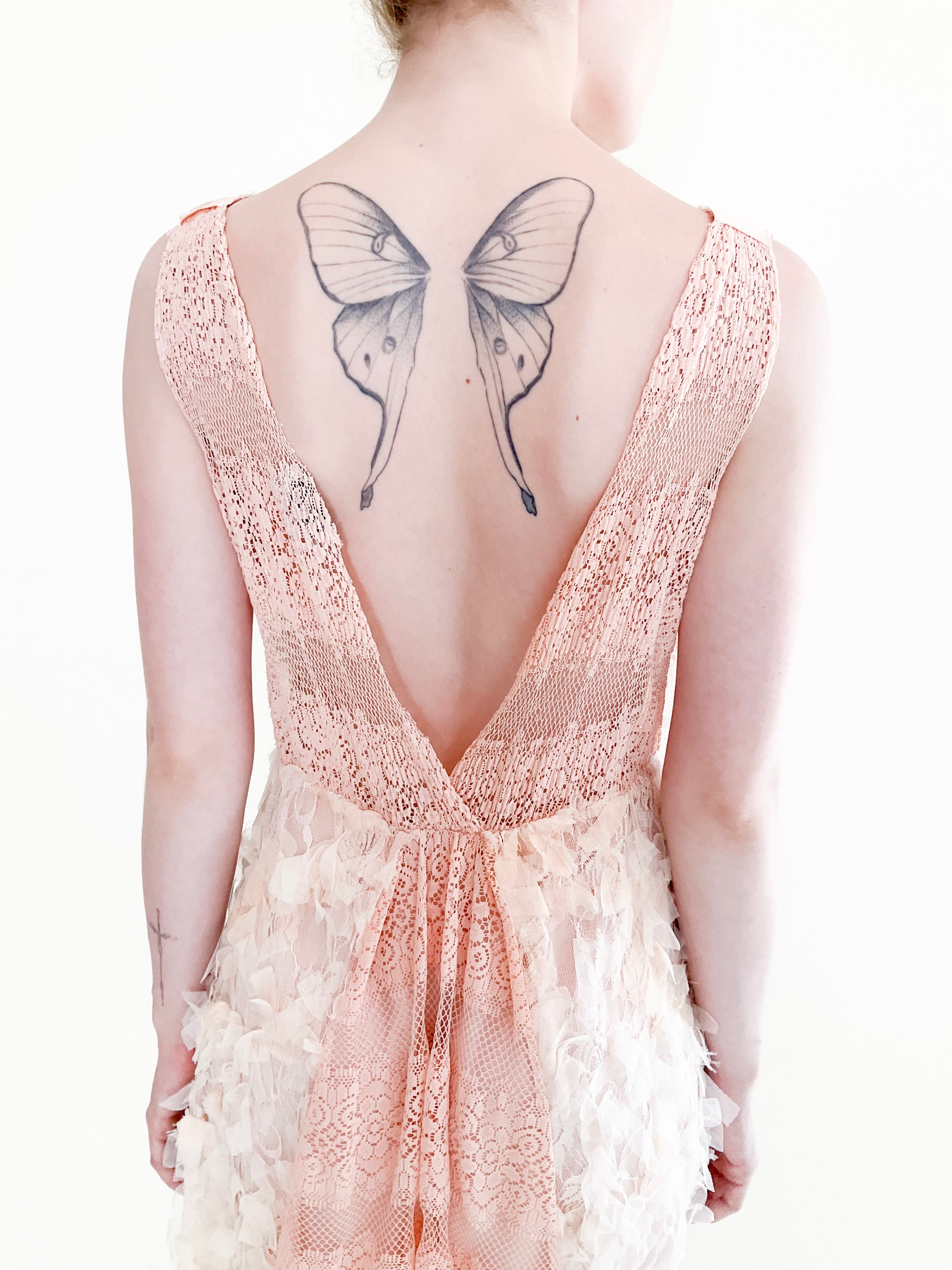 Pink French Knit & Lace Dress - The Kit Vintage