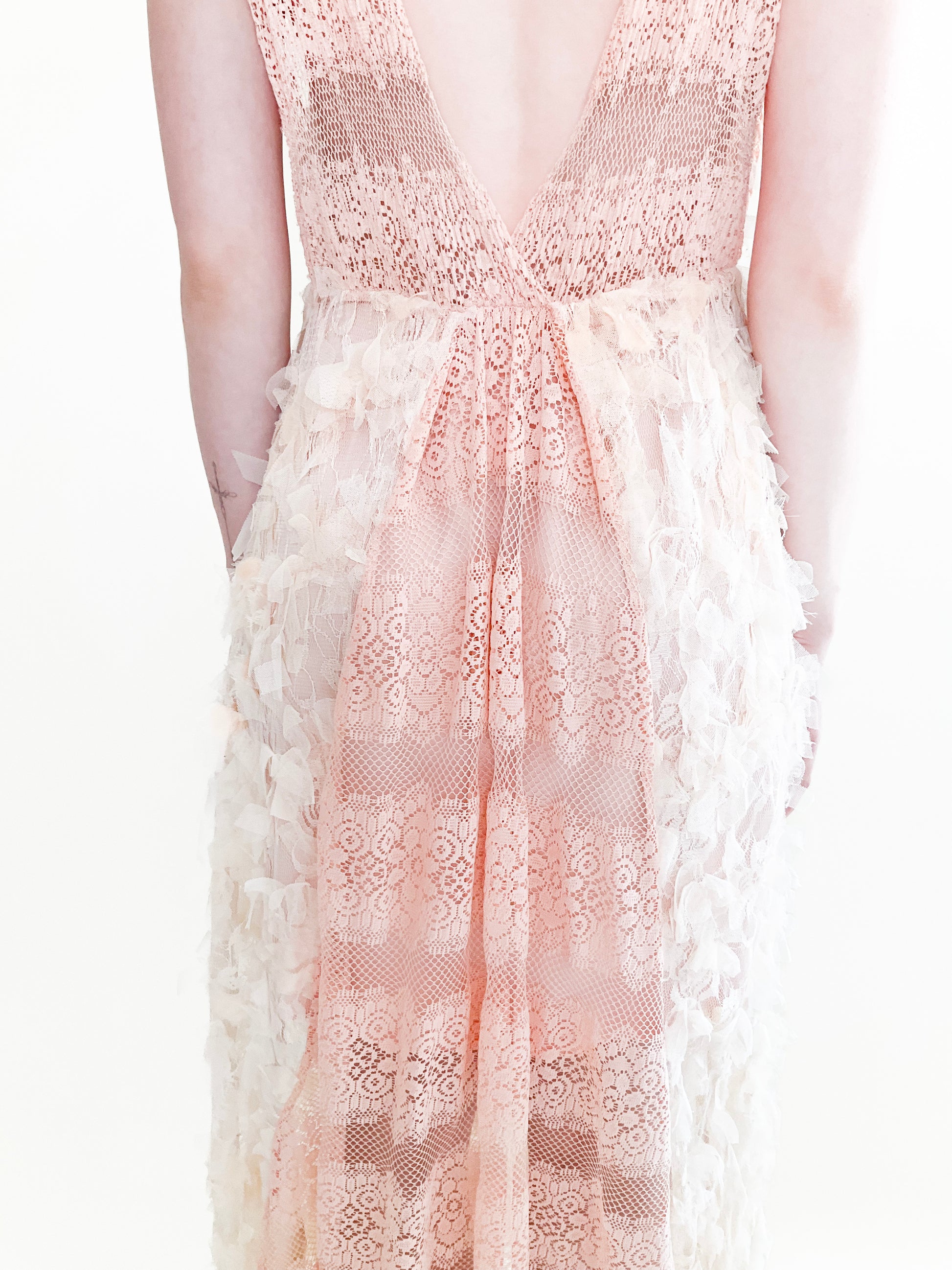 Pink French Knit & Lace Dress - The Kit Vintage