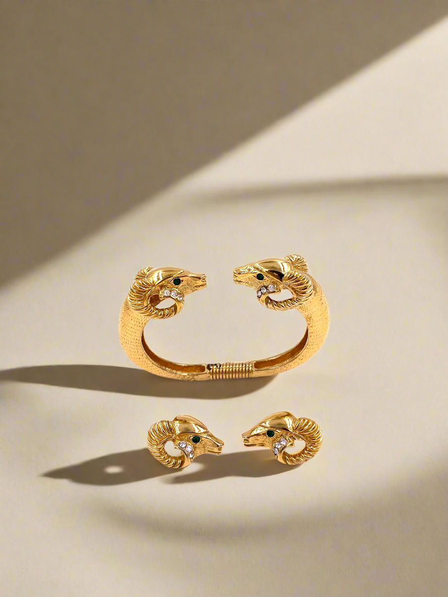 KJL Aries Rams Head Earrings - The Kit Vintage