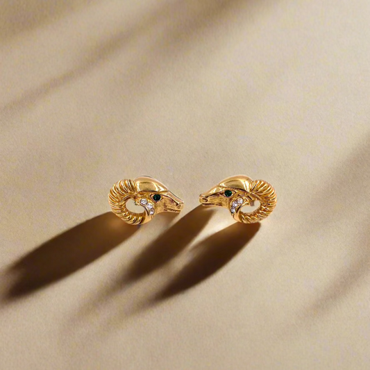 KJL Aries Rams Head Earrings - The Kit Vintage