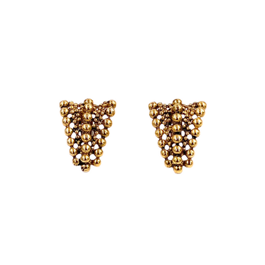 Gold Triangular Ball Clip Earrings - The Kit Vintage