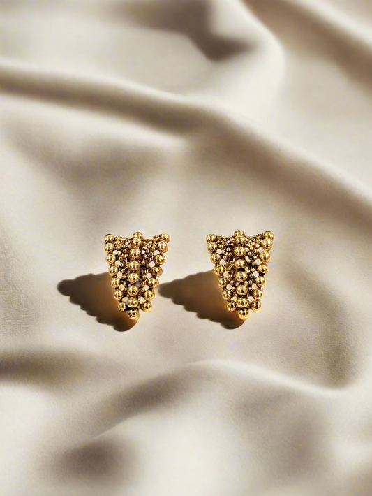 Gold Triangular Ball Clip Earrings - The Kit Vintage