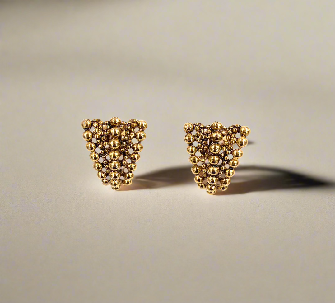 Gold Triangular Ball Clip Earrings - The Kit Vintage