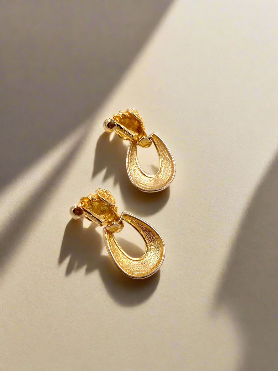Goldette Rams Head Clip-On Earrings