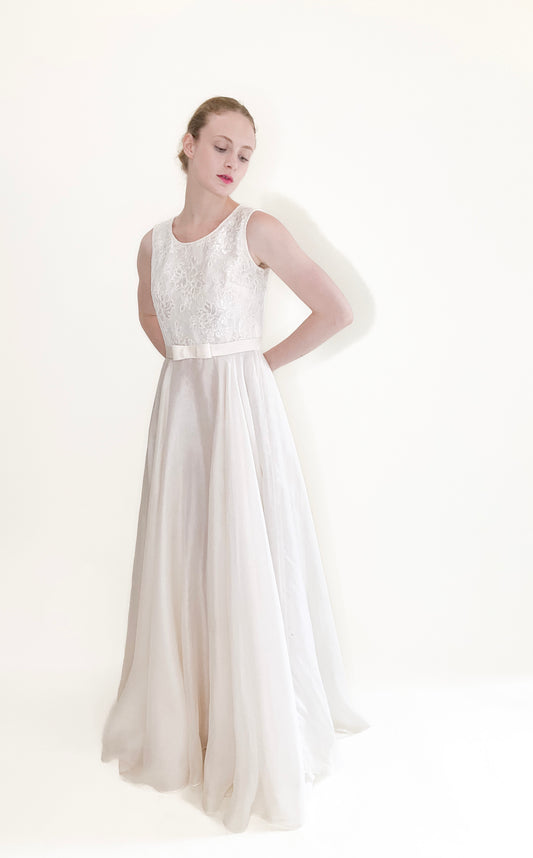 Dolce & Gabbana White 1990's Lace & Silk with Bow Dress - The Kit Vintage
