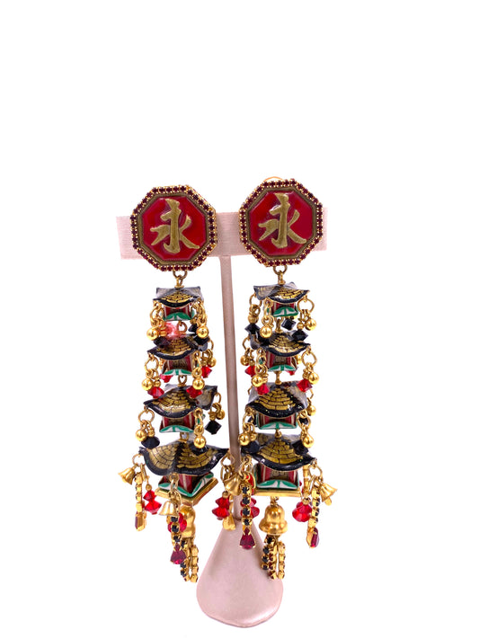 Lunch at The Ritz Chinese Temple Earrings - The Kit Vintage