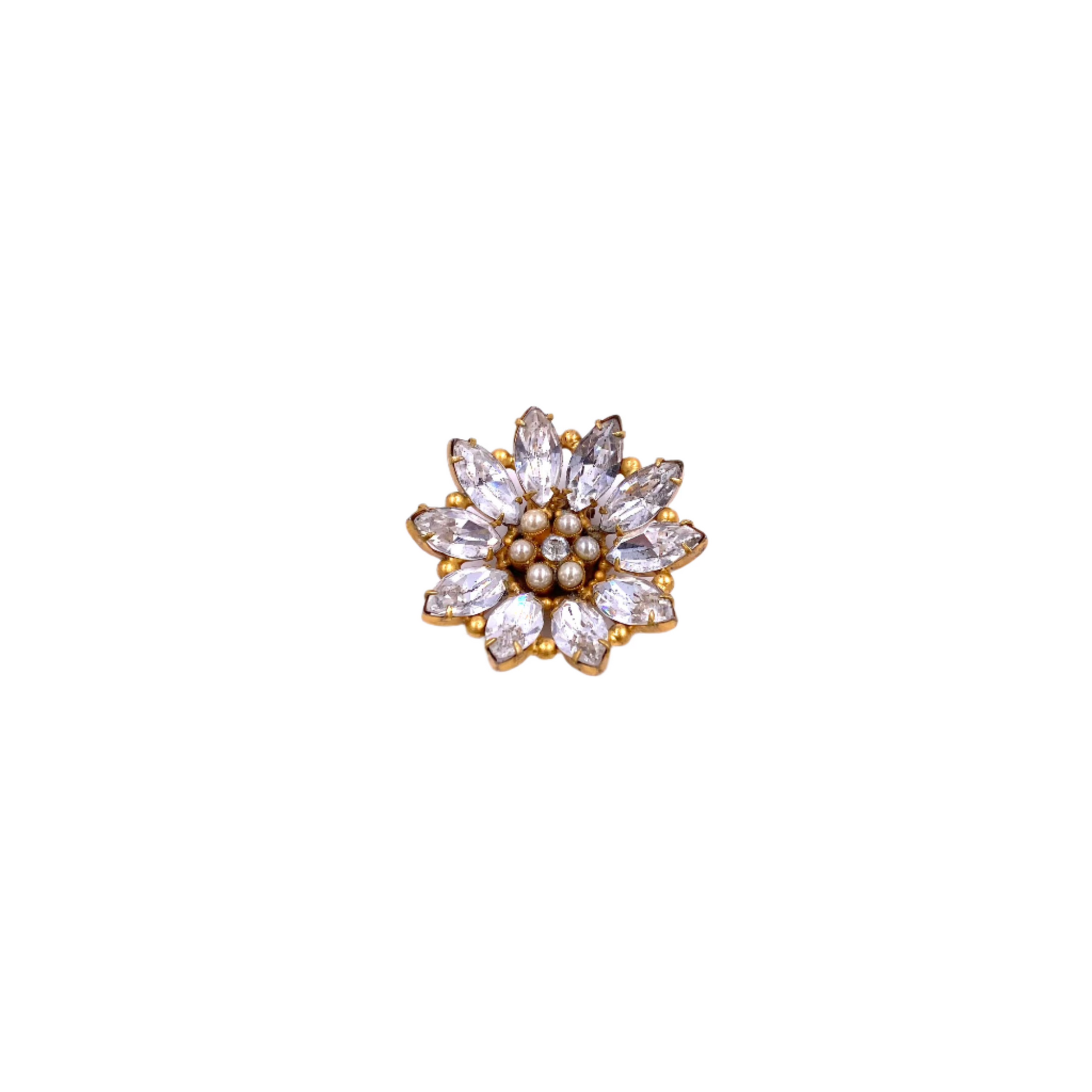 Small Rhinestone Flower Clip/Brooch - The Kit Vintage