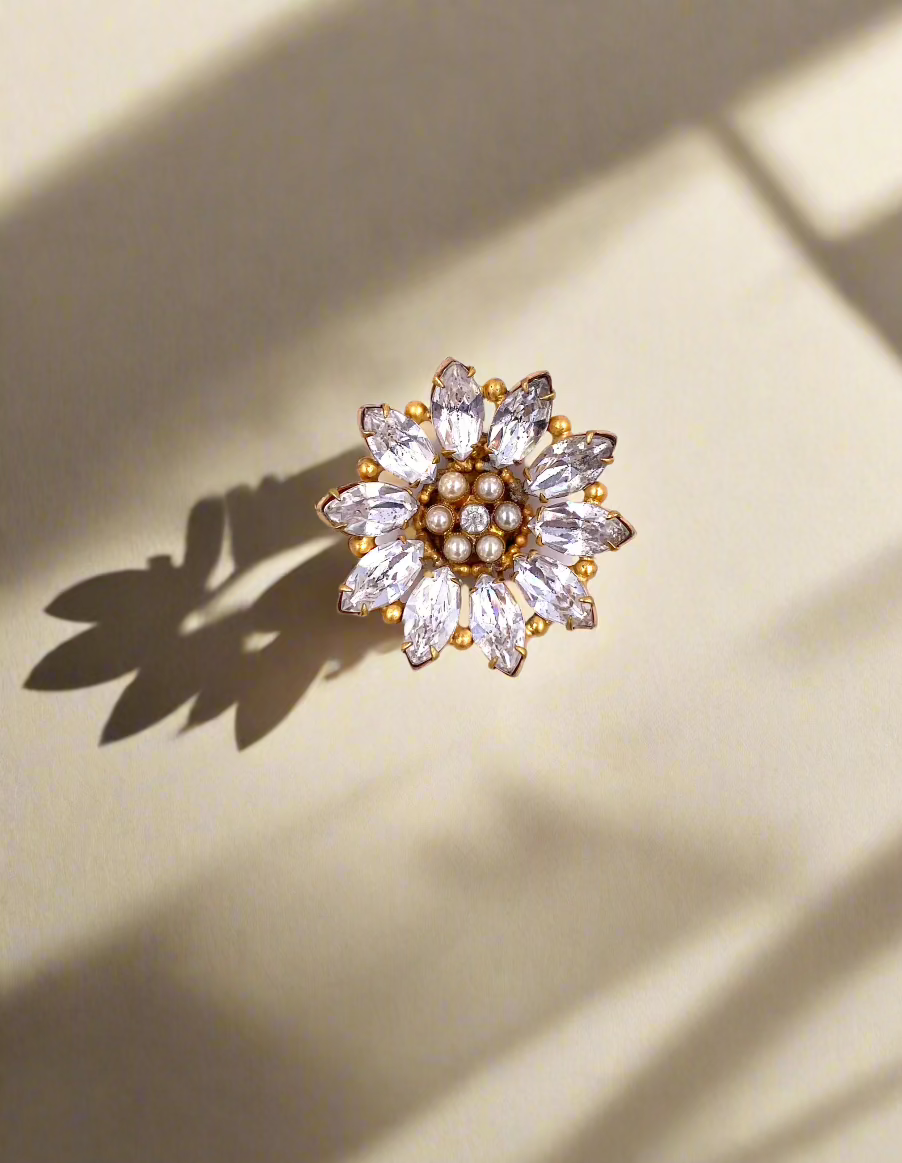 Small Rhinestone Flower Clip/Brooch