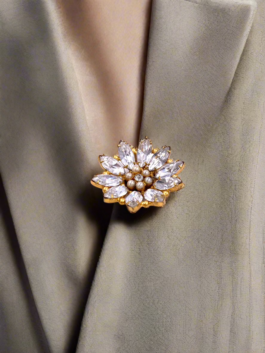 Small Rhinestone Flower Clip/Brooch