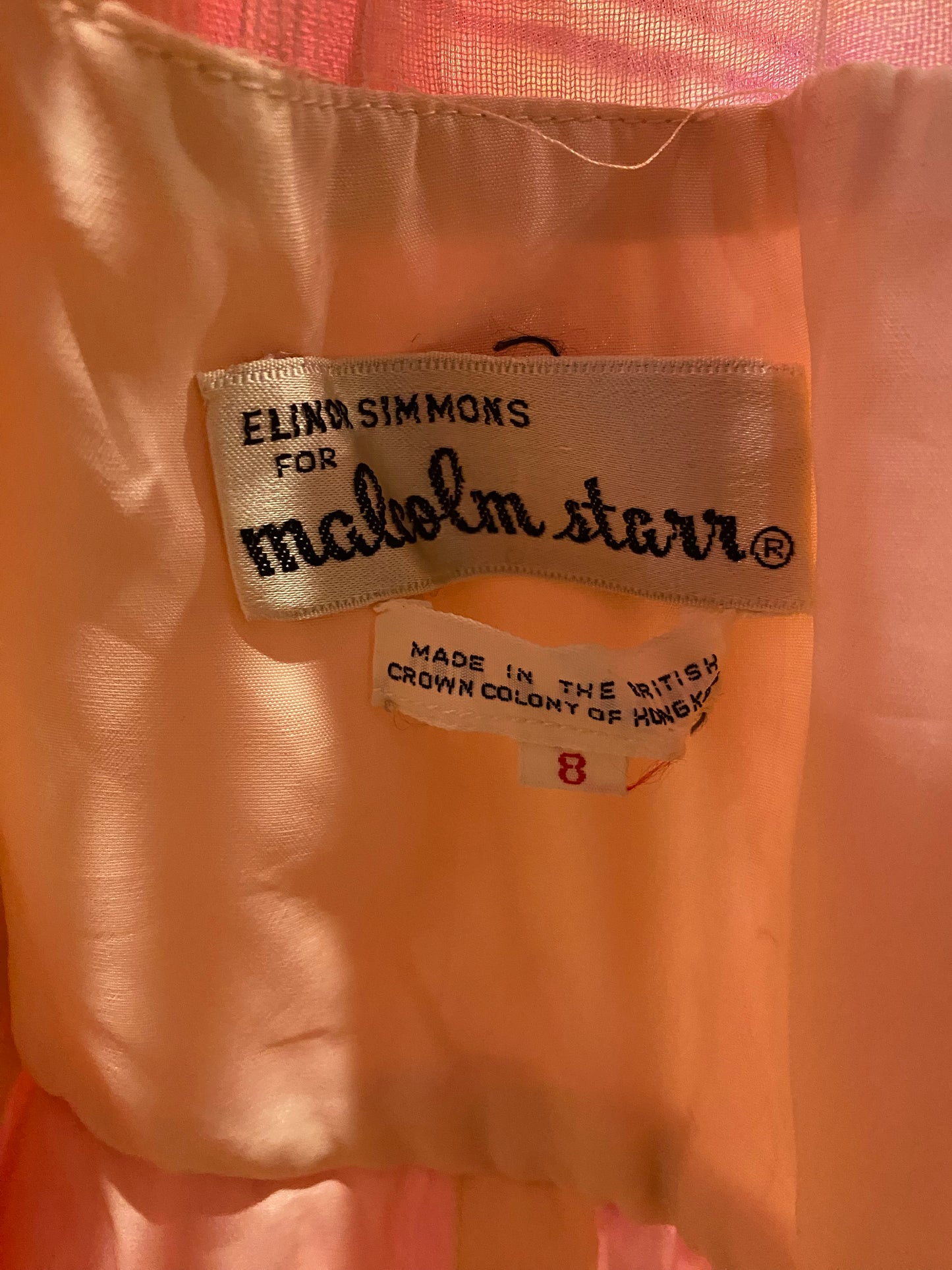 Vintage Malcom Starr Pink Chiffon Bell Sleeve Dress