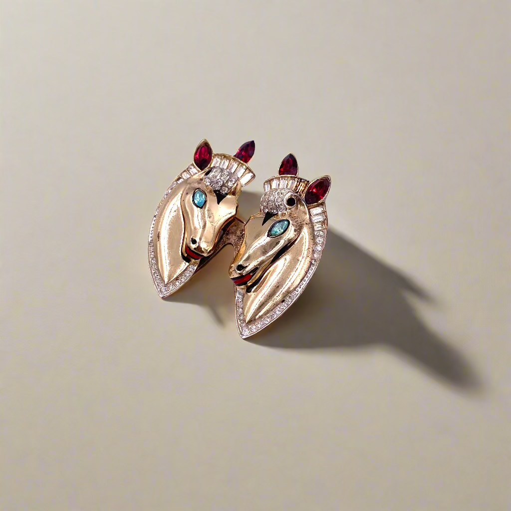 1940s Sterling Coro Duette Horse Head Brooch