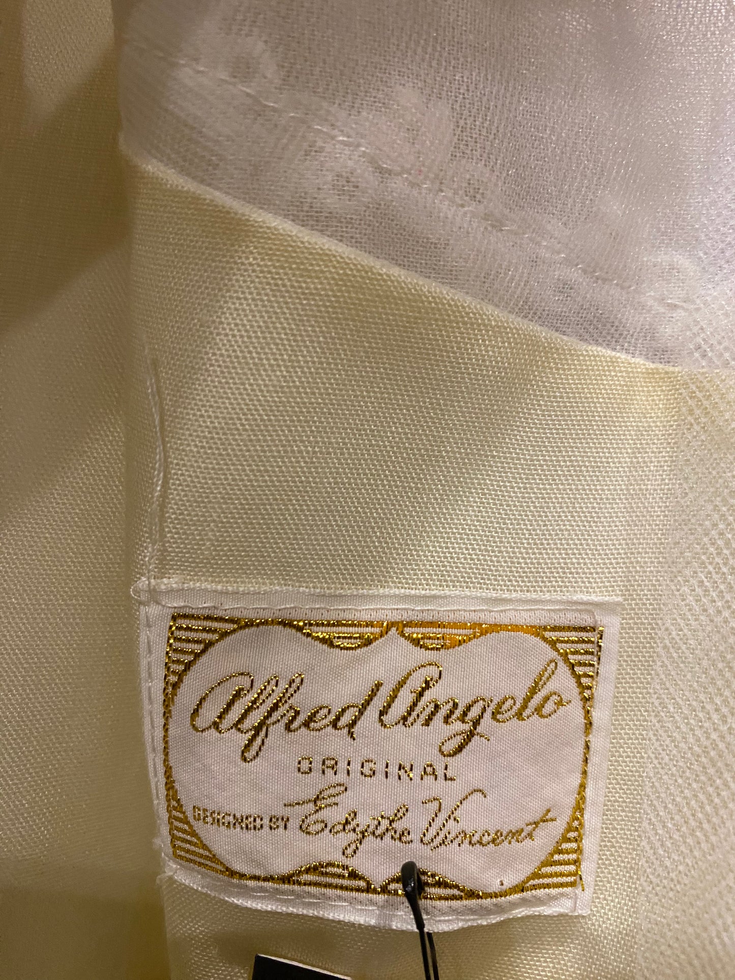 Vintage 1970's White Gown with Train interior label