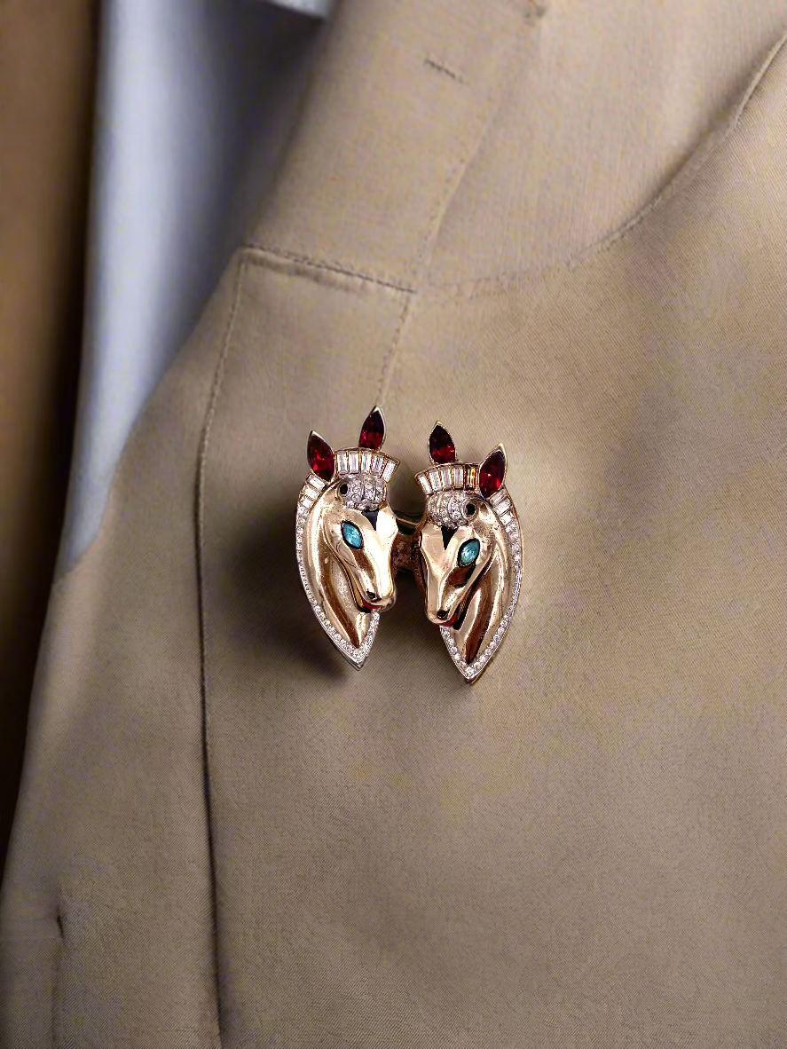 1940s Sterling Coro Duette Horse Head Brooch