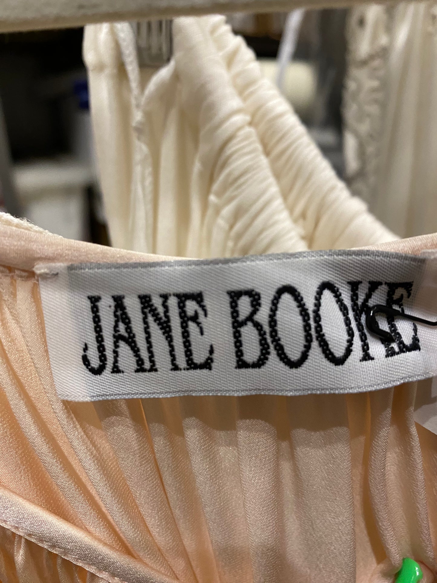 Jane Booke Baby Pink Cap Sleeve Silk Tie Dress interior label