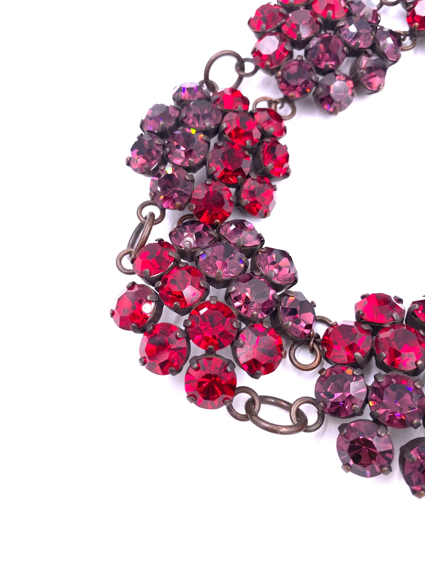 Yves Saint Laurent Rive Gauche Red & Purple Floral Cluster Necklace - The Kit Vintage