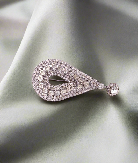 Weiss Tear Drop Rhinestone Brooch - The Kit Vintage