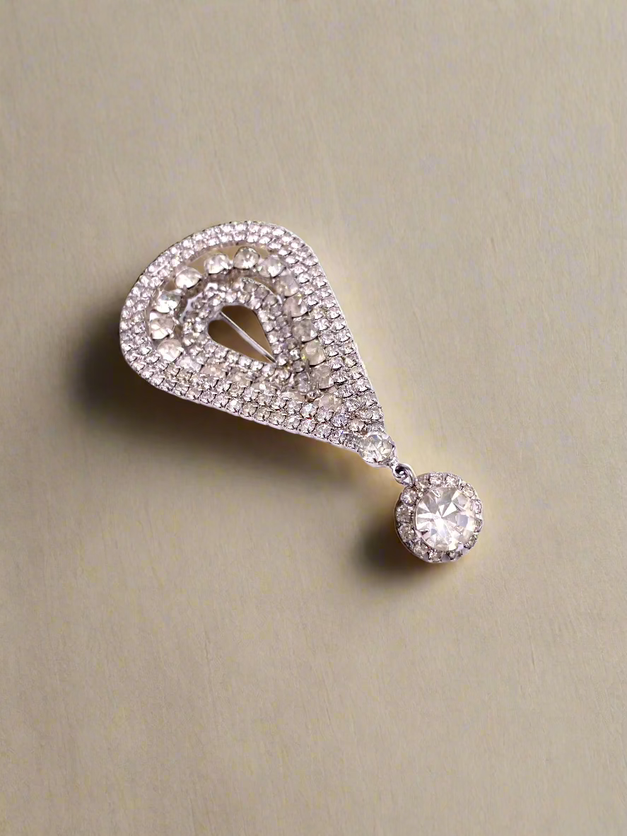 Weiss Tear Drop Rhinestone Brooch - The Kit Vintage
