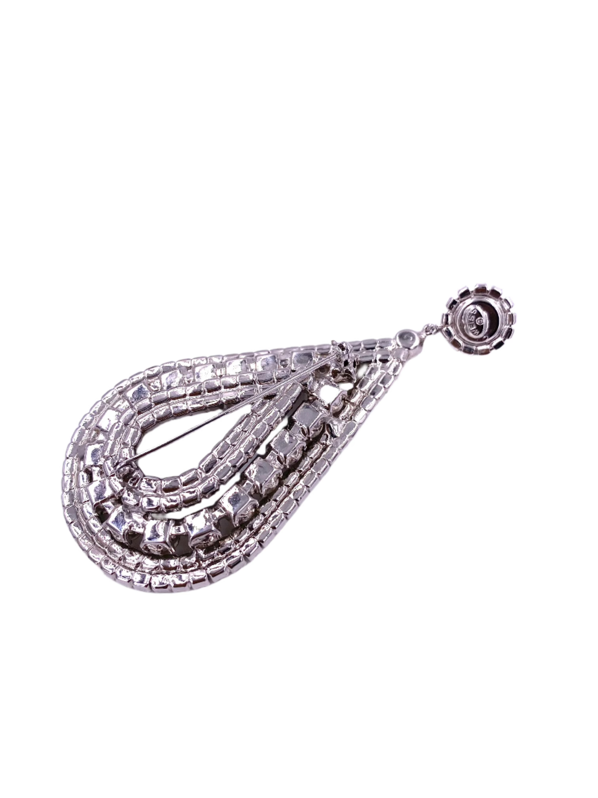 Weiss Tear Drop Rhinestone Brooch - The Kit Vintage