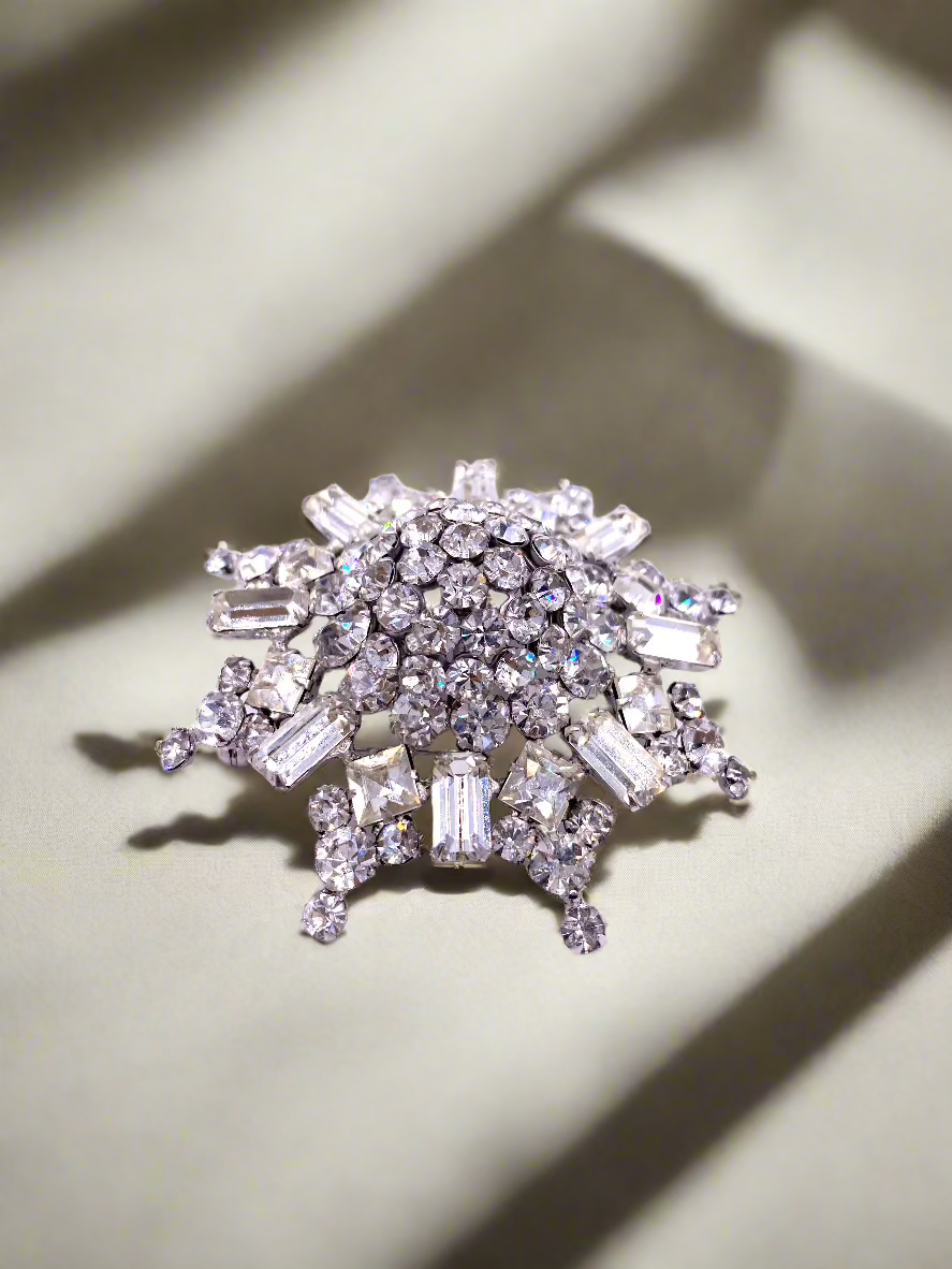 Kramer Rhinestone Wheel Brooch - The Kit Vintage