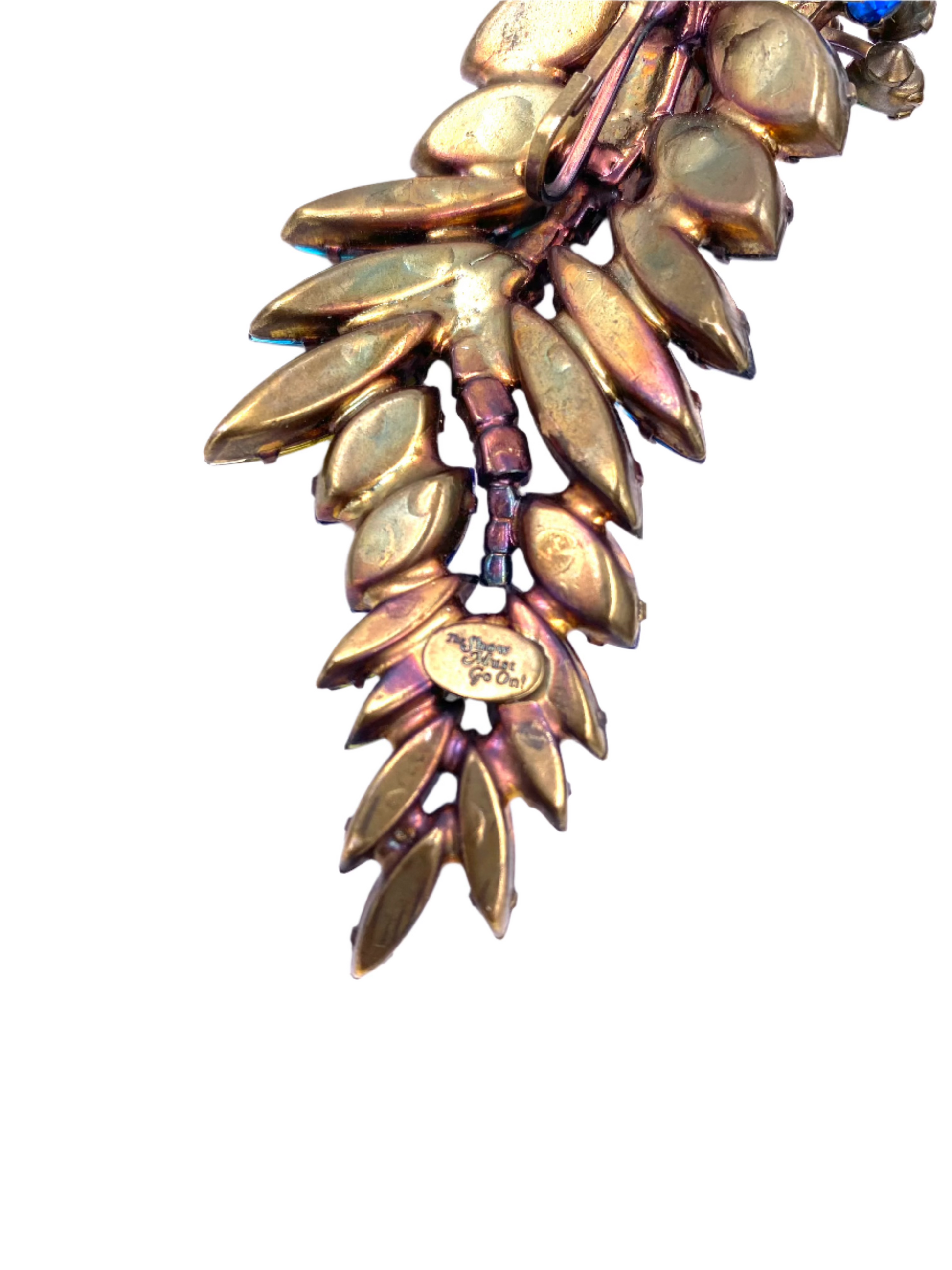 "The Show Must Go On" Large Two Piece Multicolor Leaf Clip with Post Added 5" Earring - The Kit Vintage