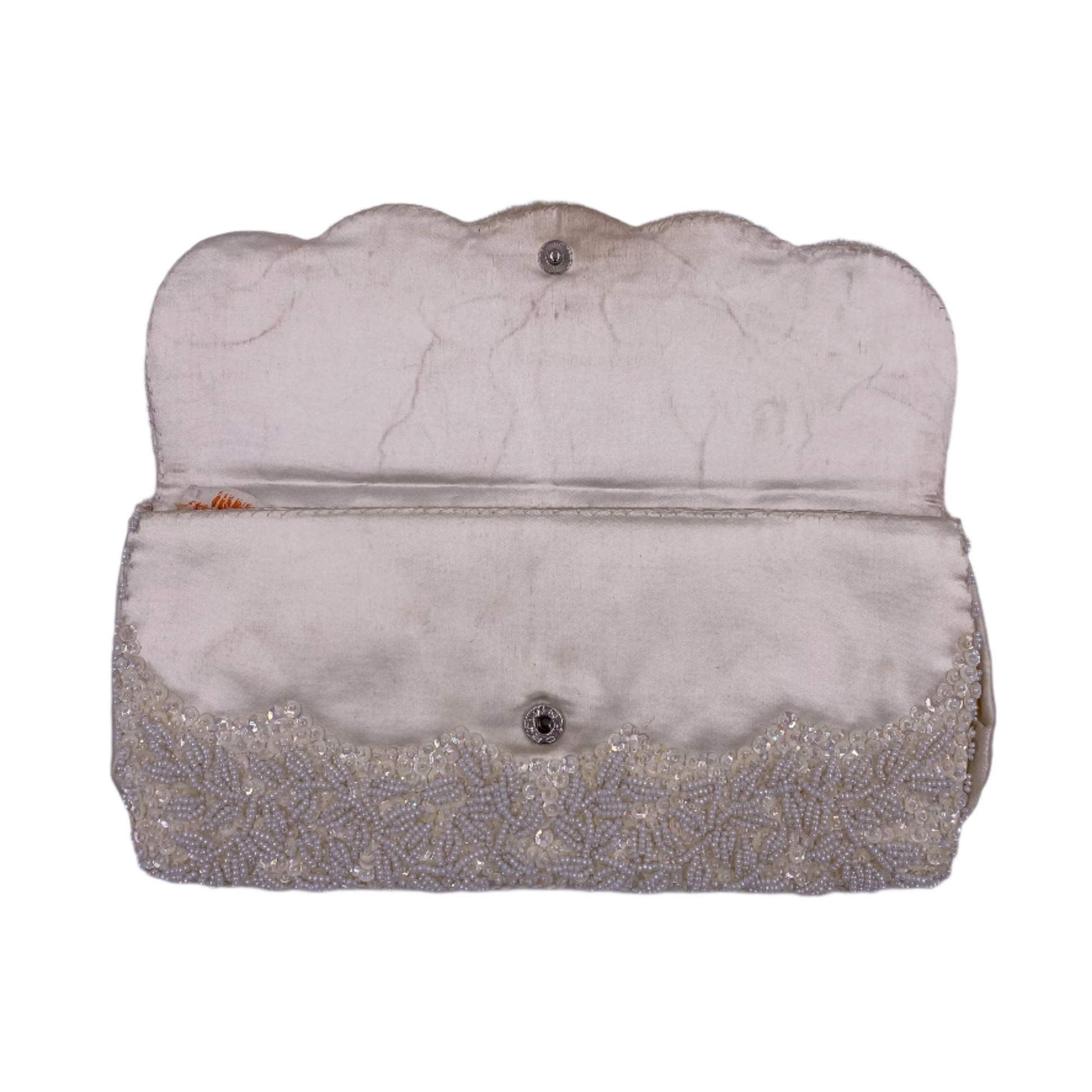 La Regale Vintage Handmade White Beaded & Sequin Clutch - The Kit Vintage
