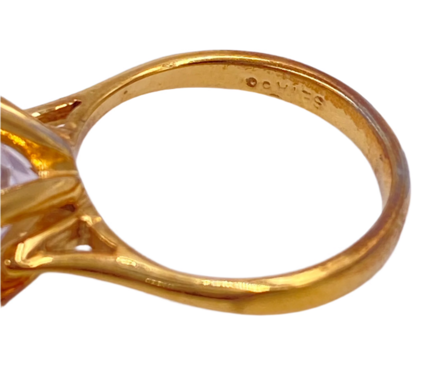 Vintage Gold Toned Round Stone CZ Ring - The Kit Vintage