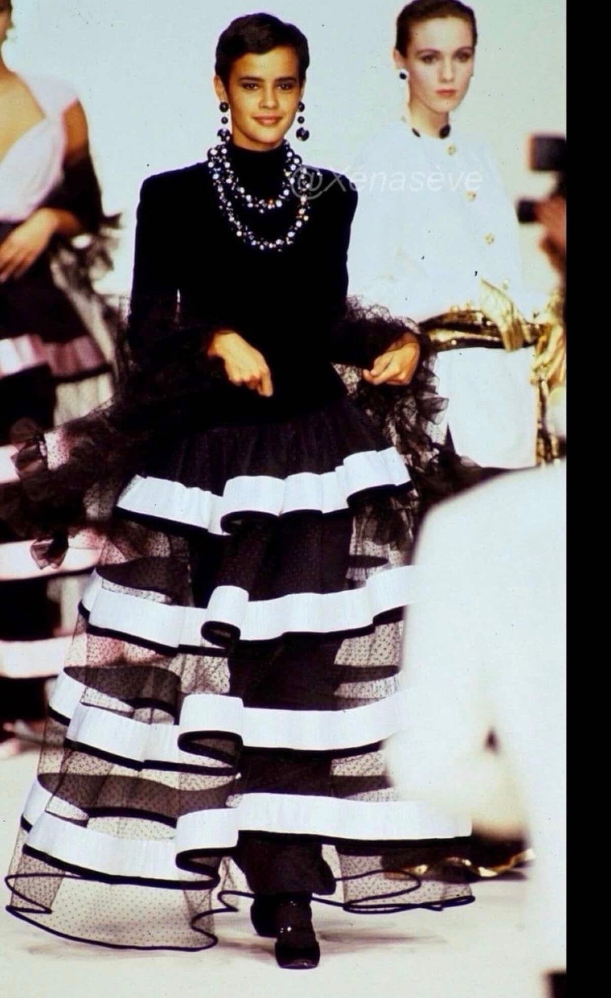 Valentino Early 1990's Black Lace Skirt with Pink Satin Trim