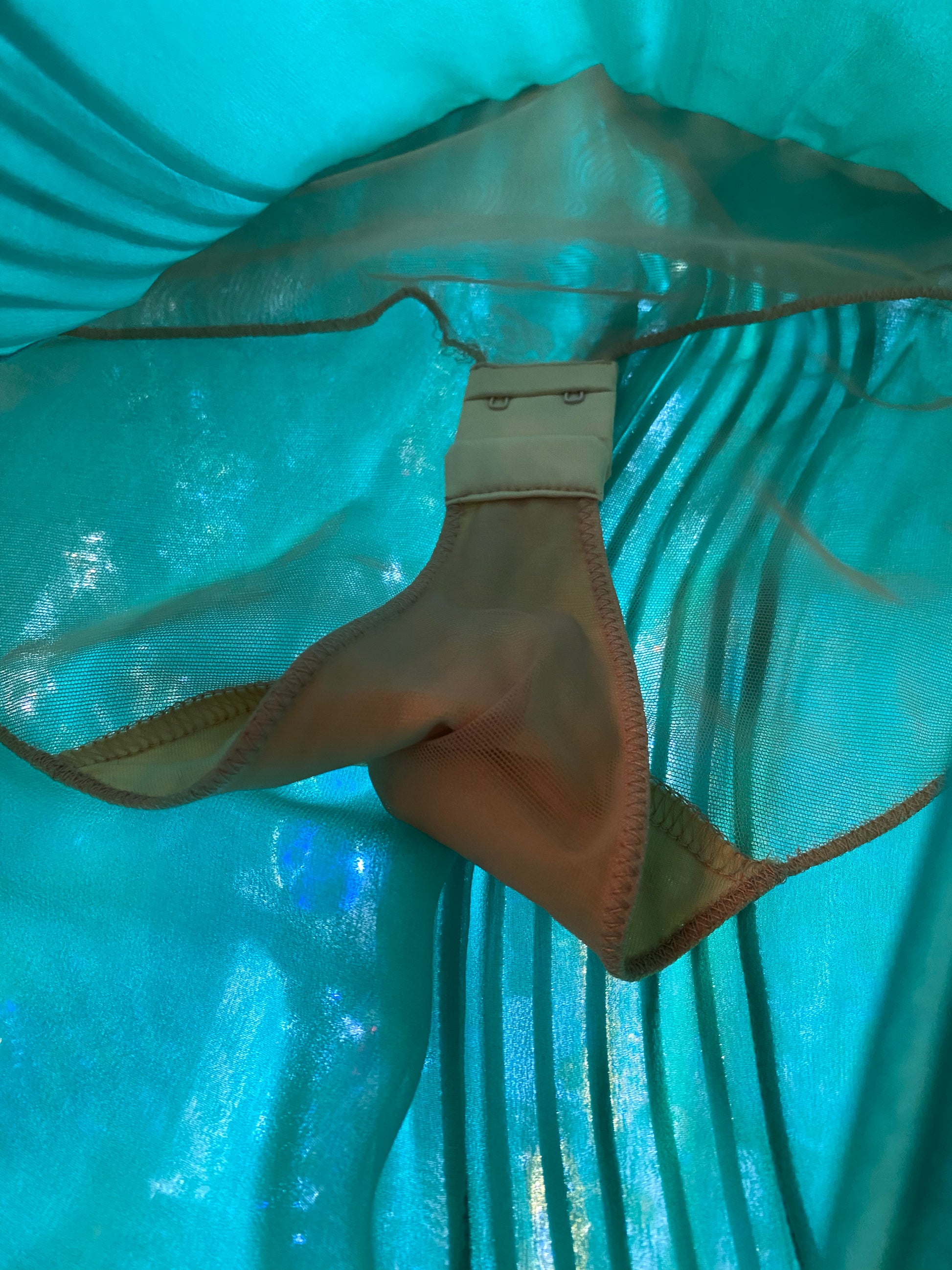 Versace Documented Runway Spring 2010 Aqua Metal Studded One Shoulder Gown - The Kit Vintage