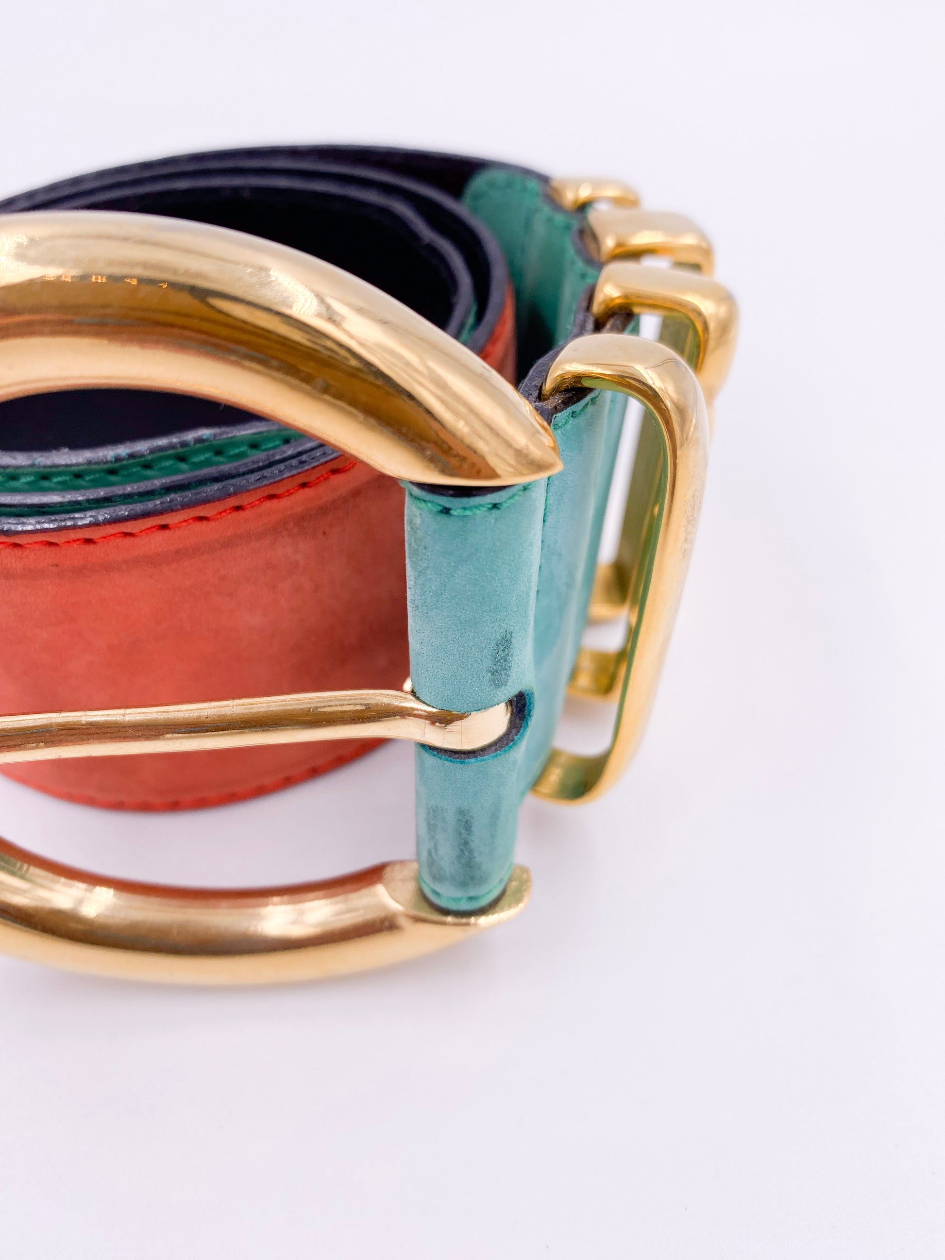 Escada Multicolor Gold Buckle Belt - The Kit Vintage