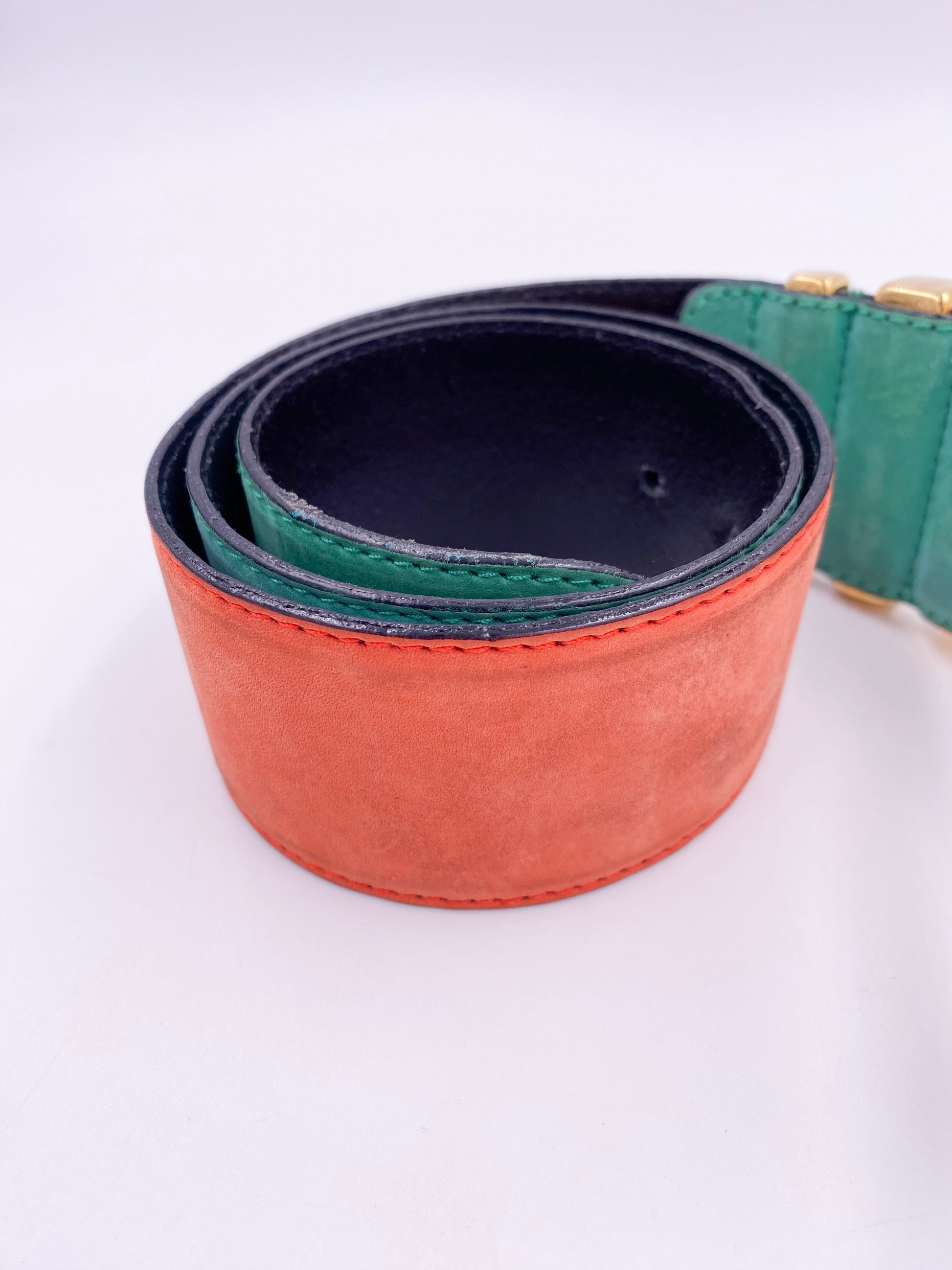 Escada Multicolor Gold Buckle Belt - The Kit Vintage