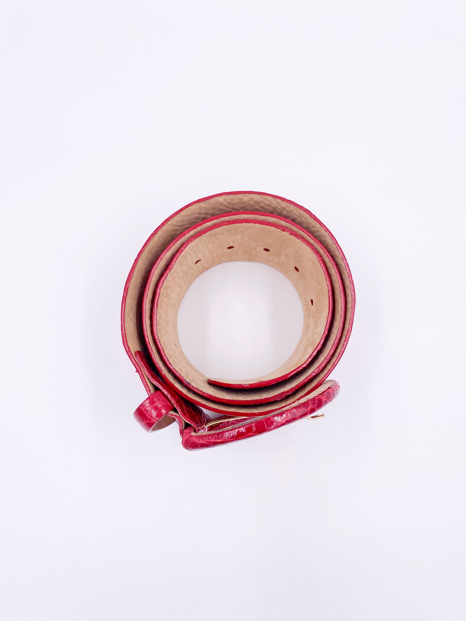 Tardini Red Patent Leather Alligator Belt - The Kit Vintage