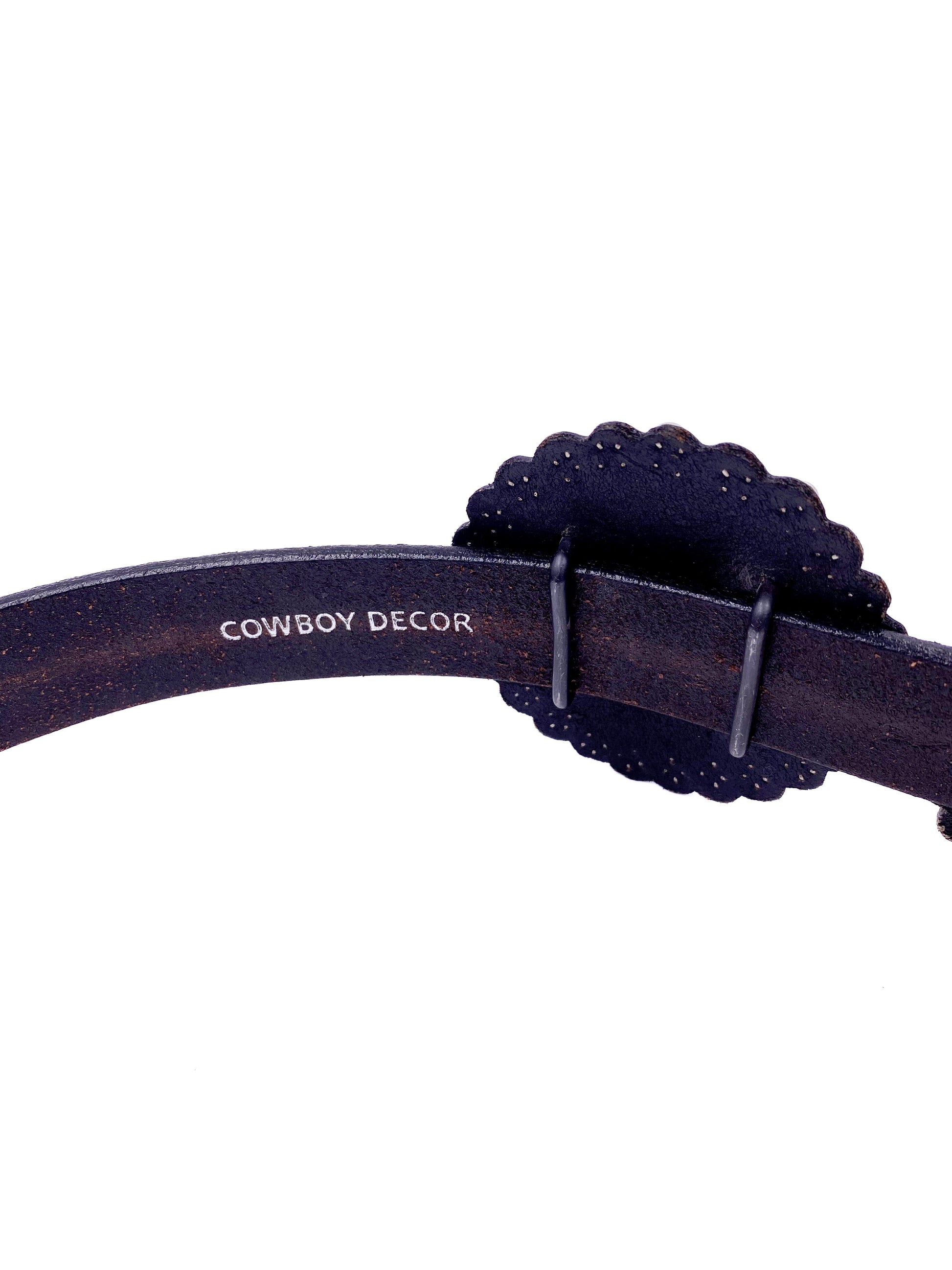 Cowboy Decor Black Leather Studded Belt with Silver Rhinestone Stars - The Kit Vintage