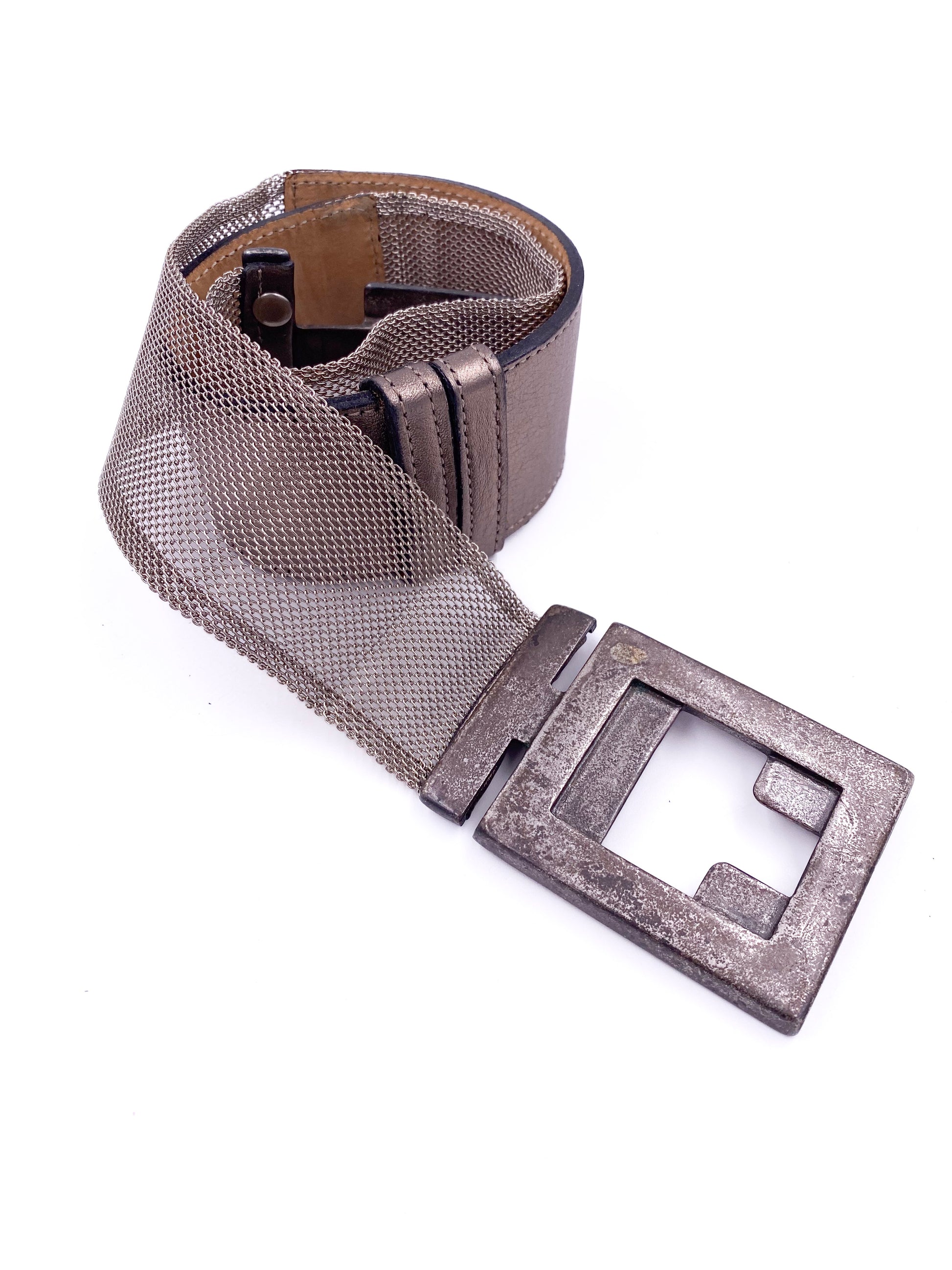 Streets Ahead Silver Leather and Metal Mesh Belt - The Kit Vintage