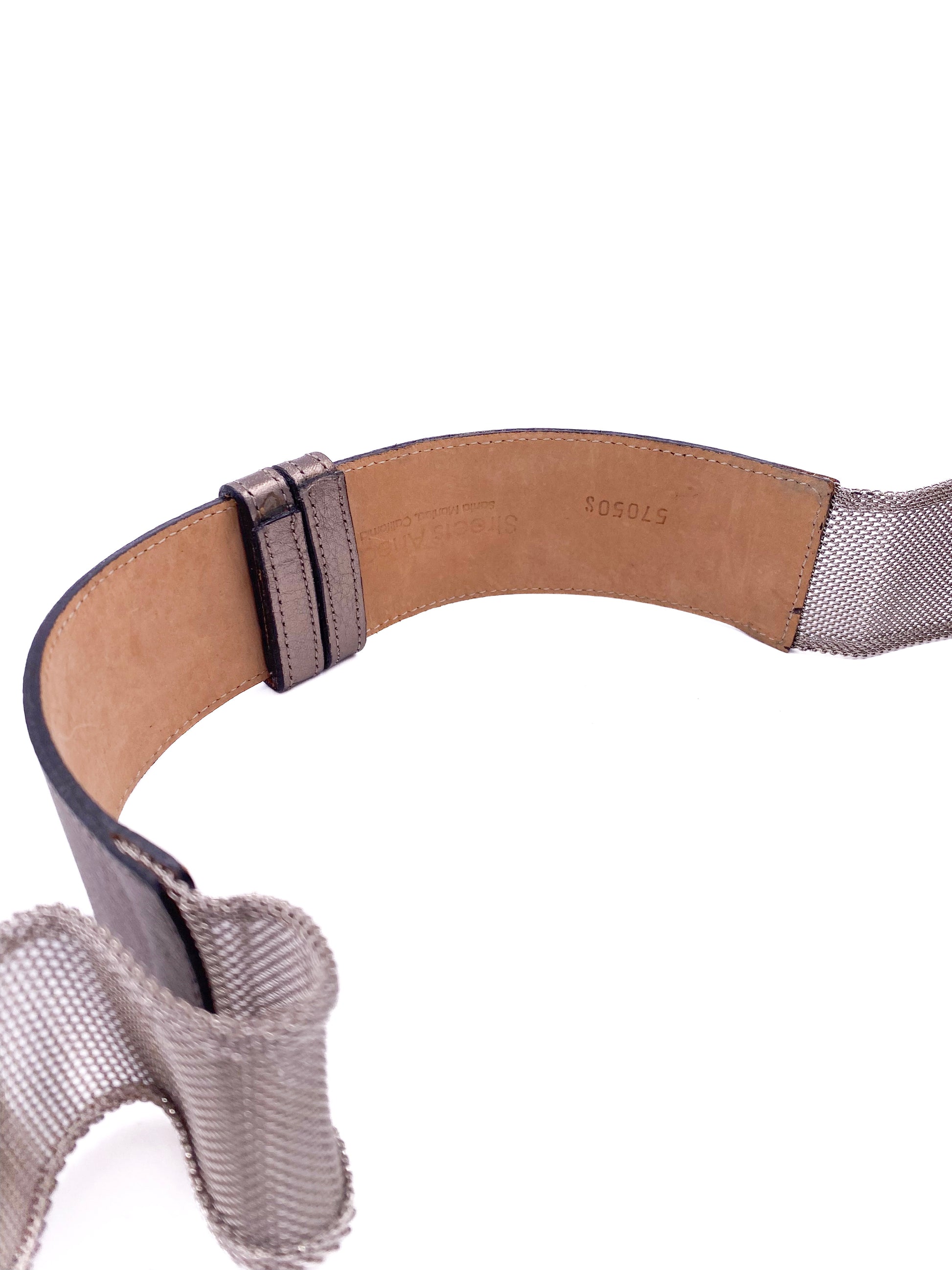 Streets Ahead Silver Leather and Metal Mesh Belt - The Kit Vintage
