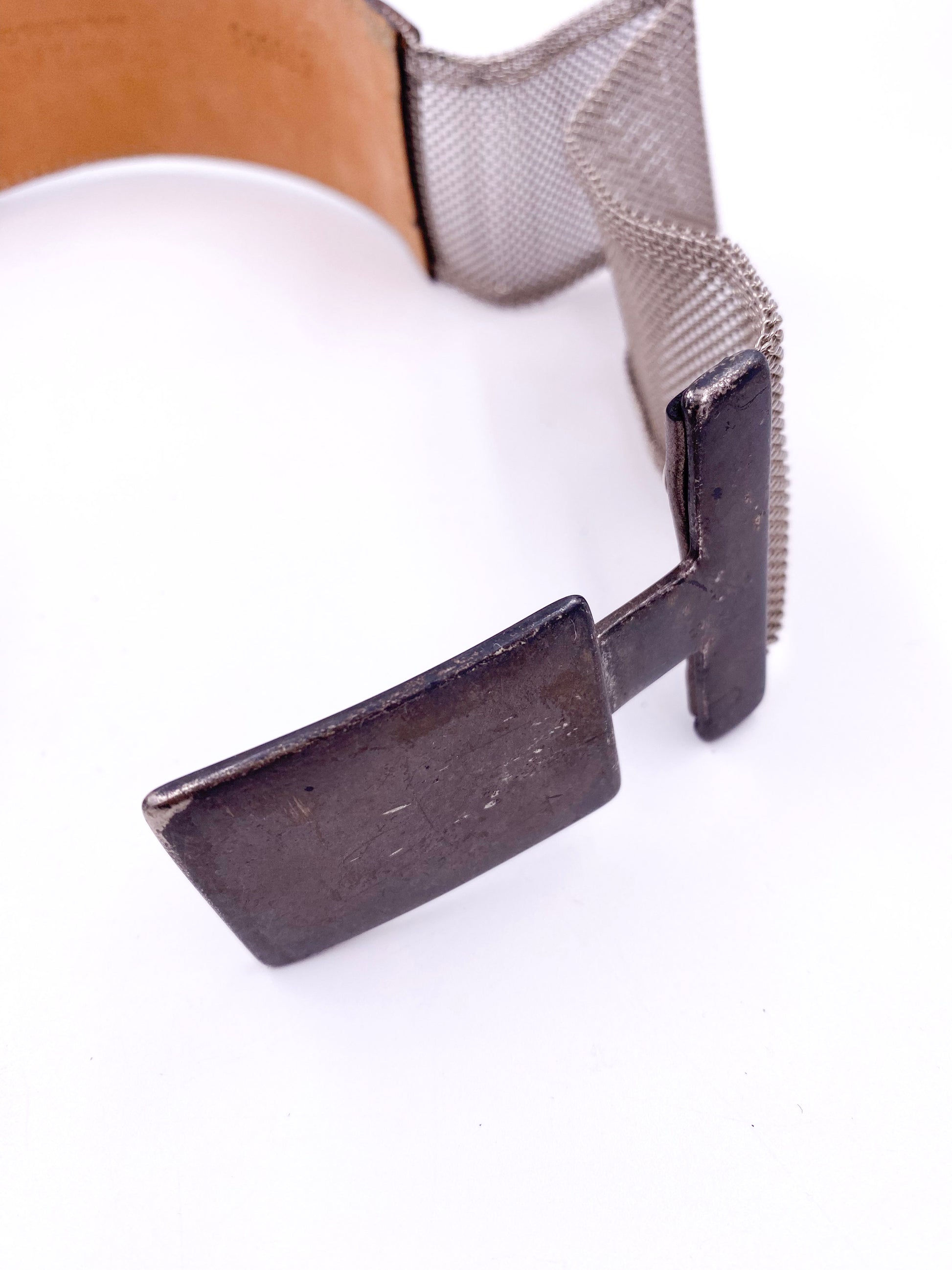 Streets Ahead Silver Leather and Metal Mesh Belt - The Kit Vintage