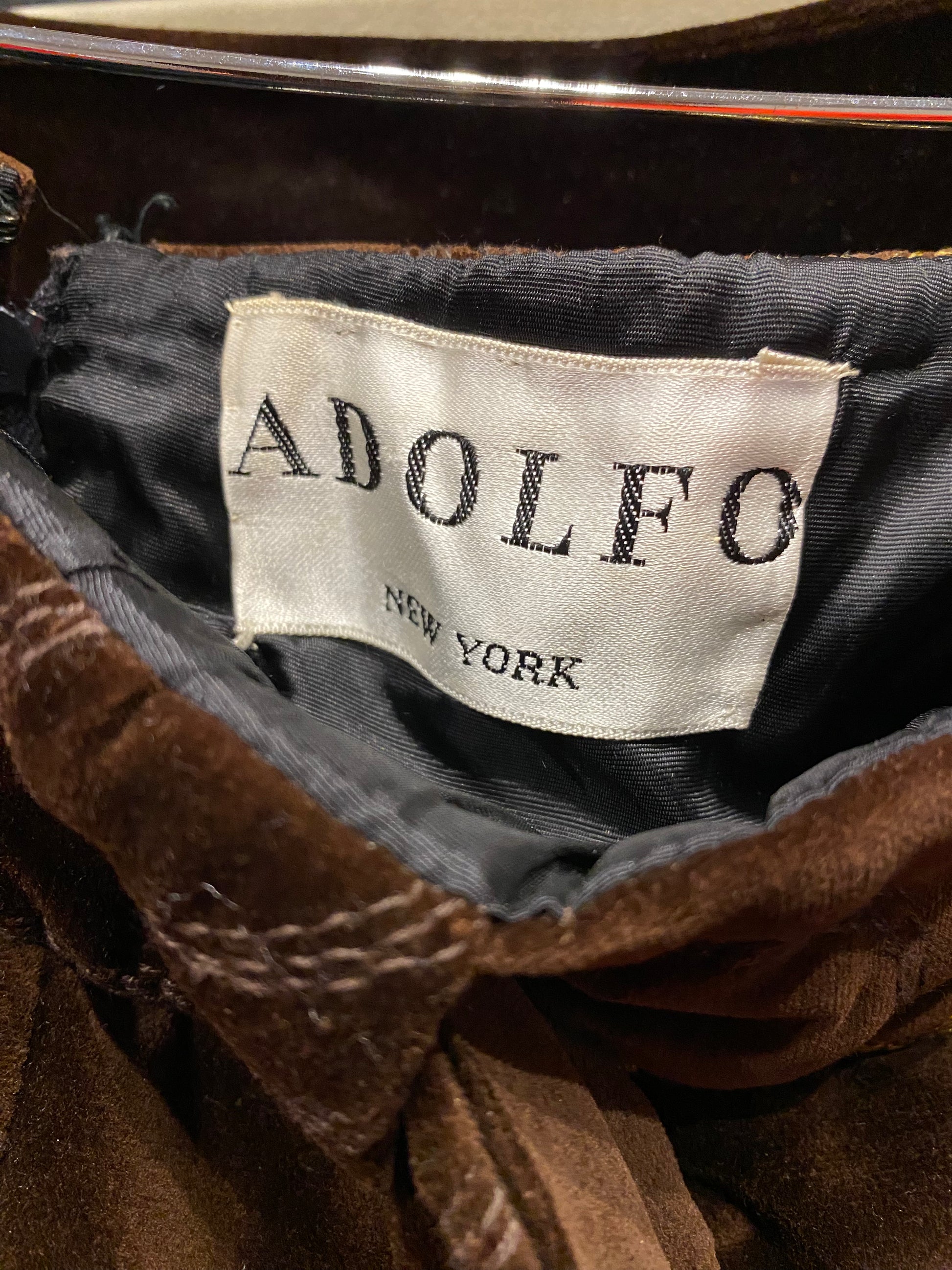 Adolfo 1969 Choc Brn Velvet Embroidered Skirt Set - The Kit Vintage