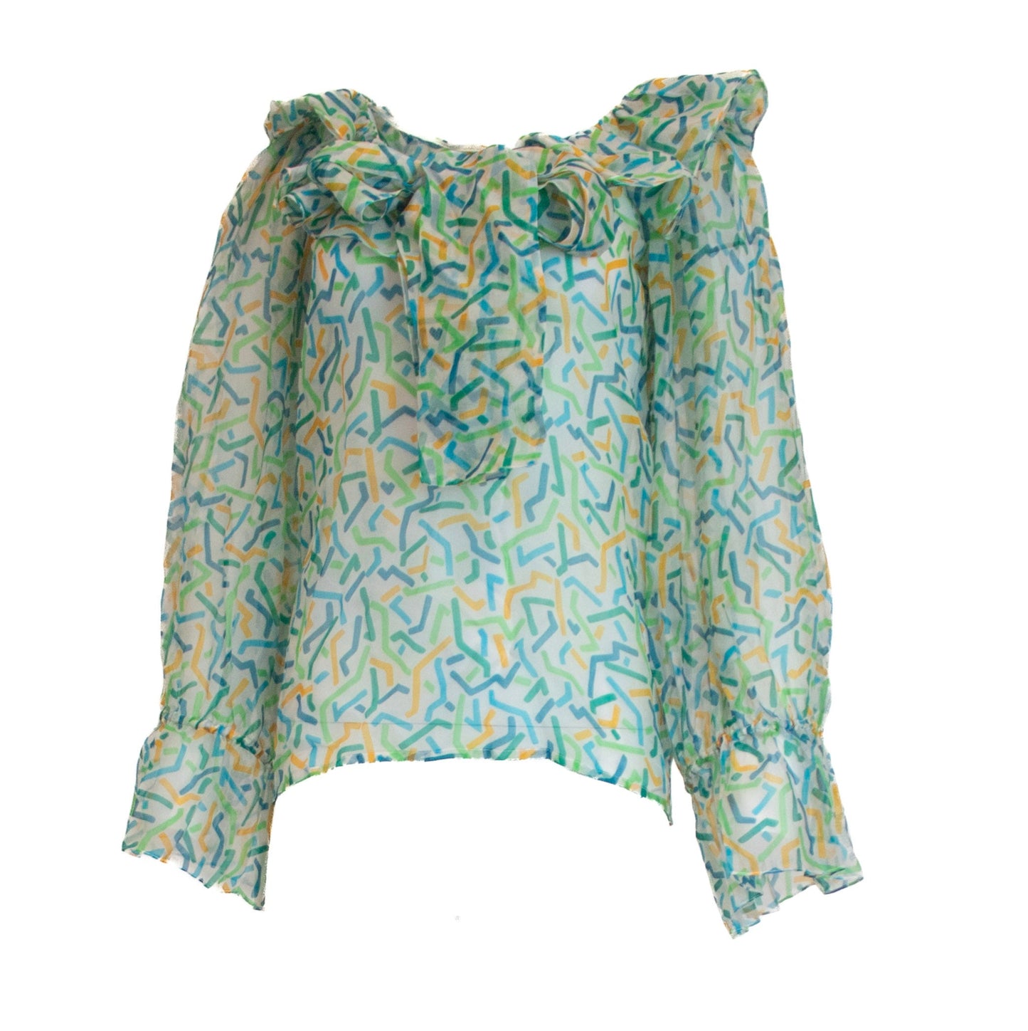 Yves Saint Laurent Vintage S/S 1983 Silk Abstract Printed Blouse