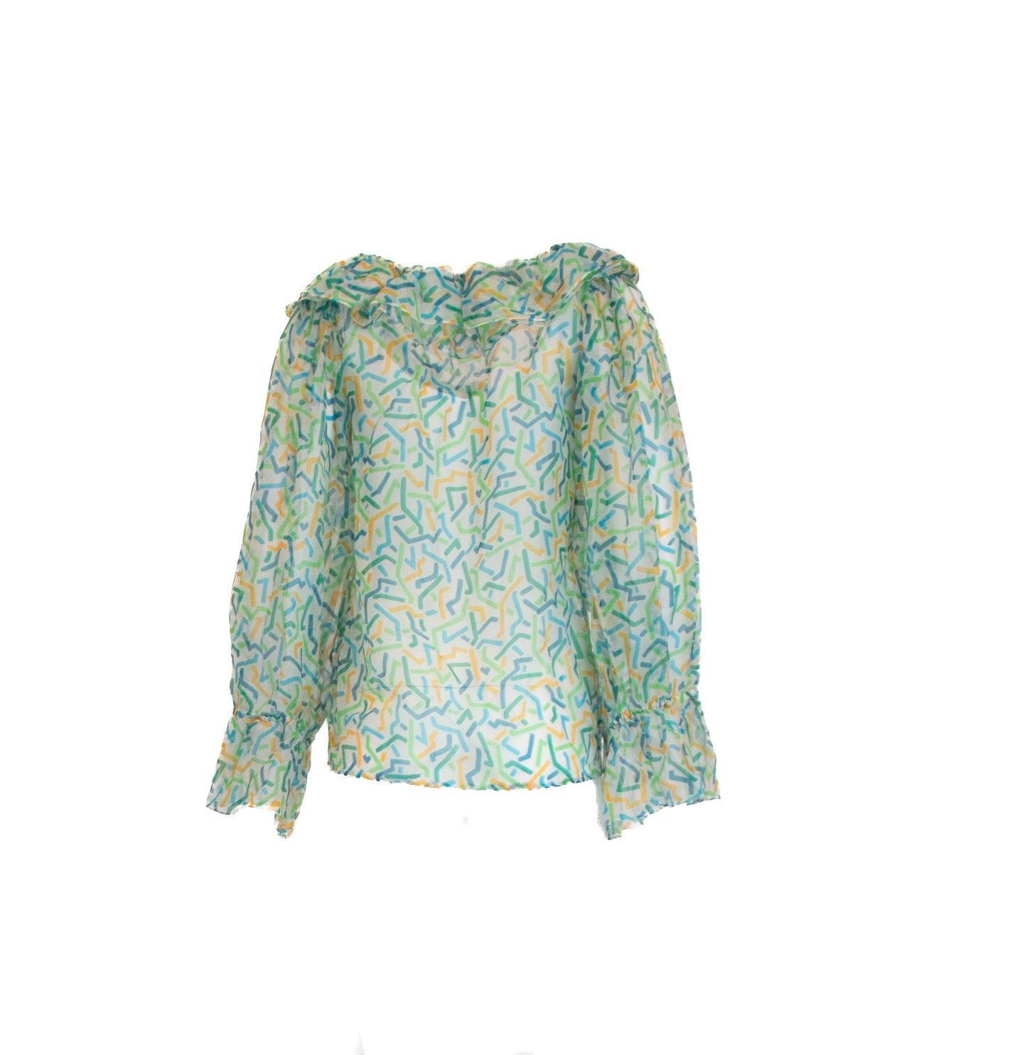 Yves Saint Laurent Vintage S/S 1983 Silk Abstract Printed Blouse