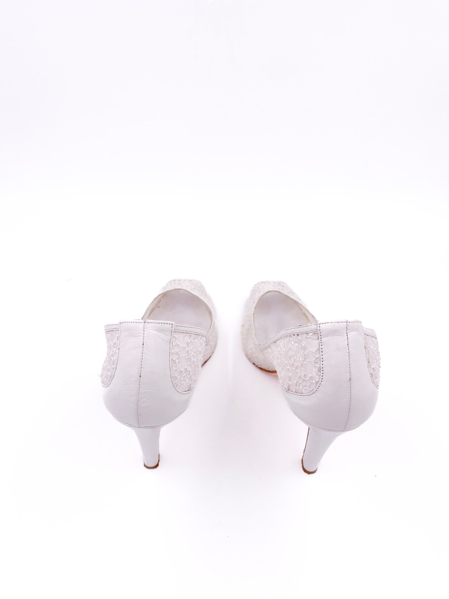 Manolo Blahnik White Eyelet Peep Toe Pump