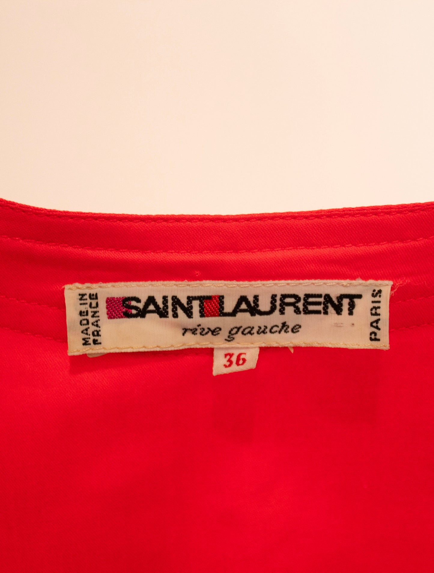 Yves Saint Laurent Rive Gauche Vintage Red Cotton Button Down Peasant Blouse